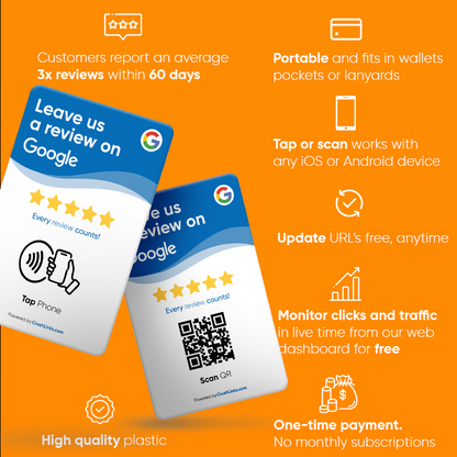 NFC Google Reviews Card - White